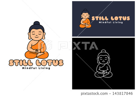 Calm buddha character, simple line art, and serene colors evoke peace and mindfulness for wellness-oriented businesses vector design Calm buddha character, simple line art, and serene colors evoke peace and mindfulness for wellness-oriented businesses vector design 143817846