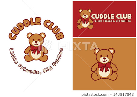 Adorable teddy bear mascot, playful typography, and friendly colors create a warm and inviting design for kids' entertainment vector design Adorable teddy bear mascot, playful typography, and friendly colors create a warm and inviting design for kids' entertainment vector design 143817848