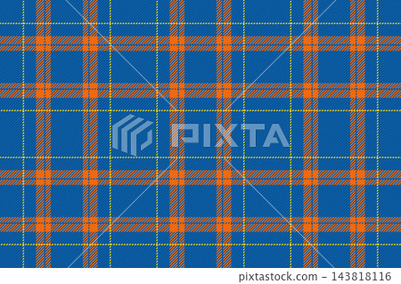 1970s vector check seamless, december fabric pattern tartan. Glamor plaid background textile texture in cyan and bright colors. 143818116