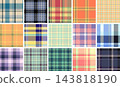 Plaid bundle optimized for print catalogs of seasonal collections. Coordinated tartan patterns support style guides. Vector structure preserves clarity. 143818190