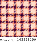 A seamless plaid pattern vector in warm peach and deep plum hues. This versatile textile design features classic intersecting stripes, perfect for apparel, fabric prints, and cozy home decor. 143818199