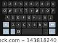 Modern smartphone keyboard interface with sleek keypad design. Mobile phone screen displaying qwerty buttons for digital messaging. Keyboard Vector 143818240