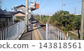 Platform of an unmanned station adjacent to a residential area 143818561
