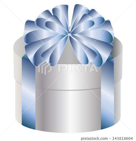 Blue ribbon and silver gift box 143818604