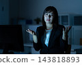 Businesswomen working overtime in the office 143818893