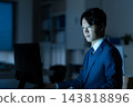 A businessman who works overtime in the office 143818896