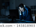 A businessman who works overtime in the office 143818903