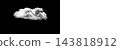 Single Fluffy White Cumulus Cloud With Soft Gray Shading, Black and White Cloud Cutout Overlay PNG, isolated on transparent background 143818912