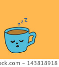 Cute happy smiling slice of toast bread cartoon character illustration on orange background 143818918