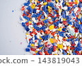 Plastic colorful pieces recycling shredded for industrial use. 143819043