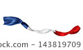 France flag ribbon fabric flowing isolated on white background with copy space design for 14 july Bastille day banner 3D render 143819709