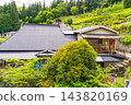 【傳統建築群重要保護區】落合，東祖屋山村：初夏景色－透過鐵皮屋頂看到的長岡宅邸－德島縣三好市 143820169