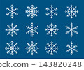 Winter set of snowflakes icons, falling snow decorations 143820248
