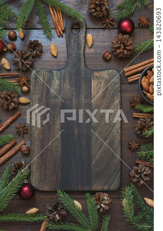Christmas food border with ingredients for baking with copy space. 143820693