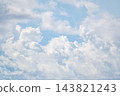 Dense white cumulus cloudscape covering bright blue sky afternoon weather overcast climate forecast meteorology aerial natural landscape beauty environment scenic outdoors 143821243