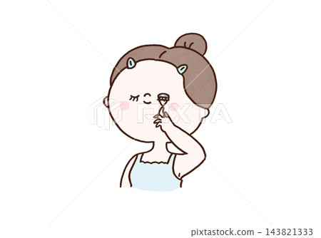 一位女士正在使用睫毛夾向上捲翹睫毛(眼妝步驟) 一位女士正在使用睫毛夾向上捲翹睫毛(眼妝步驟) 143821333