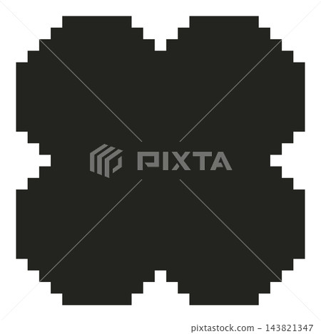 Vector retro pixel art geometric floral shape. Minimal 8-bit style frame and abstract design element isolated on background. 143821347