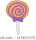 A hand-drawn illustration of a Halloween lollipop. 143821379
