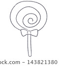 A line drawing illustration of a Halloween lollipop. 143821380
