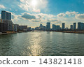 從勝須橋上看到的景色：隅田川的流水以及兩岸林立的高層公寓。 143821418