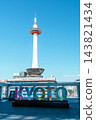 Kyoto Tower with a beautiful blue sky in the background Kyoto Tower with a beautiful blue sky in the background 143821434