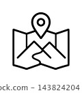地圖和位置標記 - 徒步旅行 - 單色向量圖標 143824204