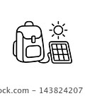 帶太陽能充電器的背包，單色圖標 143824207