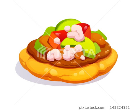 Cartoon Mexican Day of the Dead tostada food 143824531