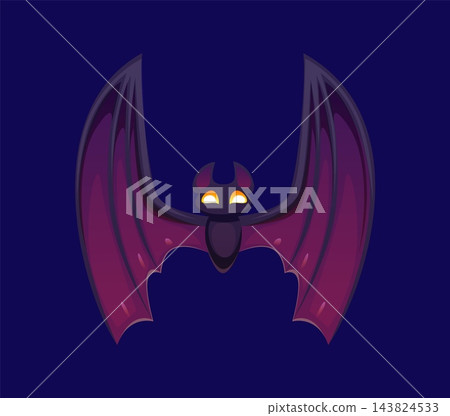 Cartoon letter H as cute funny bat, Halloween font Cartoon letter H as cute funny bat, Halloween font 143824533