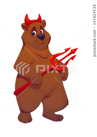 Cartoon Halloween bear animal dressed as devil Cartoon Halloween bear animal dressed as devil 143824538