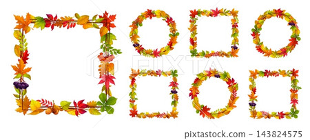 Autumn fall season leaves decorative frames Autumn fall season leaves decorative frames 143824575