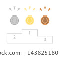 Illustration of medals and a podium 143825180