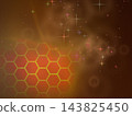 Abstract design featuring hexagons and stars against a brown and orange background. 143825450