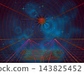 A background featuring a navy blue and purple cyberspace and geometric patterns. 143825452