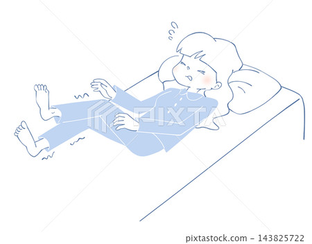 一幅插圖,描繪了一位女性躺下時雙腿麻木的情景。 一幅插圖,描繪了一位女性躺下時雙腿麻木的情景。 143825722