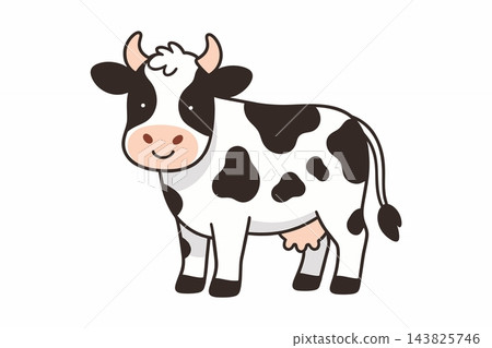 Cute Standing Dairy Cow Vector Illustration Cute Standing Dairy Cow Vector Illustration 143825746