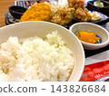 Set menu of white rice and fried food 143826684