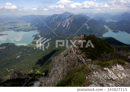 Lake Kochelsee, view from Herzogstand mountain in Bavaria, Germany 143827113