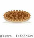 Pecan pie with caramel filling and golden crust, Thanksgiving dessert clipart isolated on white 143827589