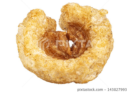 pile crispy pork rinds isolated on white background pile crispy pork rinds isolated on white background 143827993