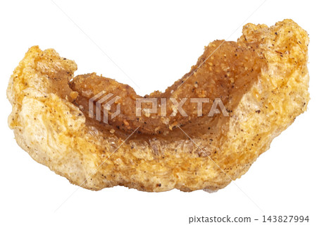 pile crispy pork rinds isolated on white background 143827994