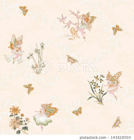 Vintage watercolor floral seamless patterns collection for surface design 143828503