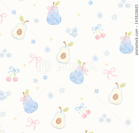 Cute assorted seamless patterns set with fruit animal and floral motifs Cute assorted seamless patterns set with fruit animal and floral motifs 143828685