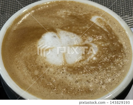 Cappuccino Coffee with Flower Latte Art Cappuccino Coffee with Flower Latte Art 143829193