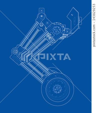 aircraft landing gear blueprint. Vector aircraft landing gear blueprint. Vector 143829253