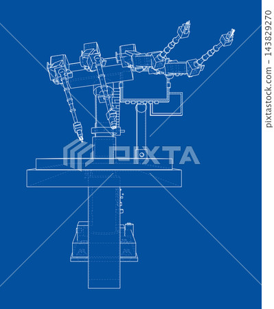 Robotic arm blueprint illustration. Vector Robotic arm blueprint illustration. Vector 143829270