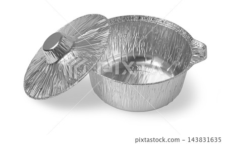 Round aluminum foil food container with matching lid Round aluminum foil food container with matching lid 143831635