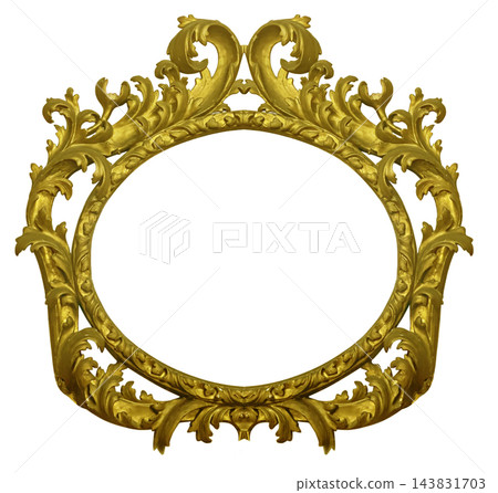 Ornate gold baroque oval frame on transparent background Ornate gold baroque oval frame on transparent background 143831703