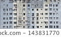 Urban apartment building facade with many windows 143831770