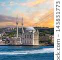 Ortakoy mosque bosphorus bridge istanbul sunset cityscape 143831773